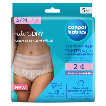 Canpol babies еднократни бикини 2в1 с превръзка за след раждане, размер S/M, 5 бр.
