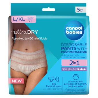 Canpol babies еднократни бикини 2в1 с превръзка за след раждане, размер L/XL, 5 бр.